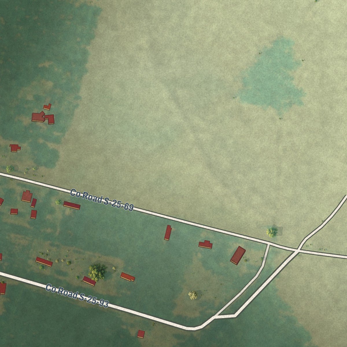 Second close-up of the map of Luray, South Carolina print showing more streets and buildings
