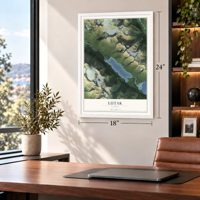 Lutak, Alaska map, 18 x 24 inch print in a white frame in a home office