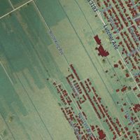 Second close-up of the map of Lutcher, Louisiana print showing more streets and buildings