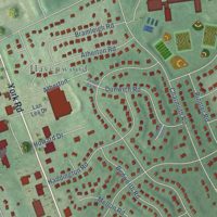 Second close-up of the map of Lutherville, Maryland print showing more streets and buildings