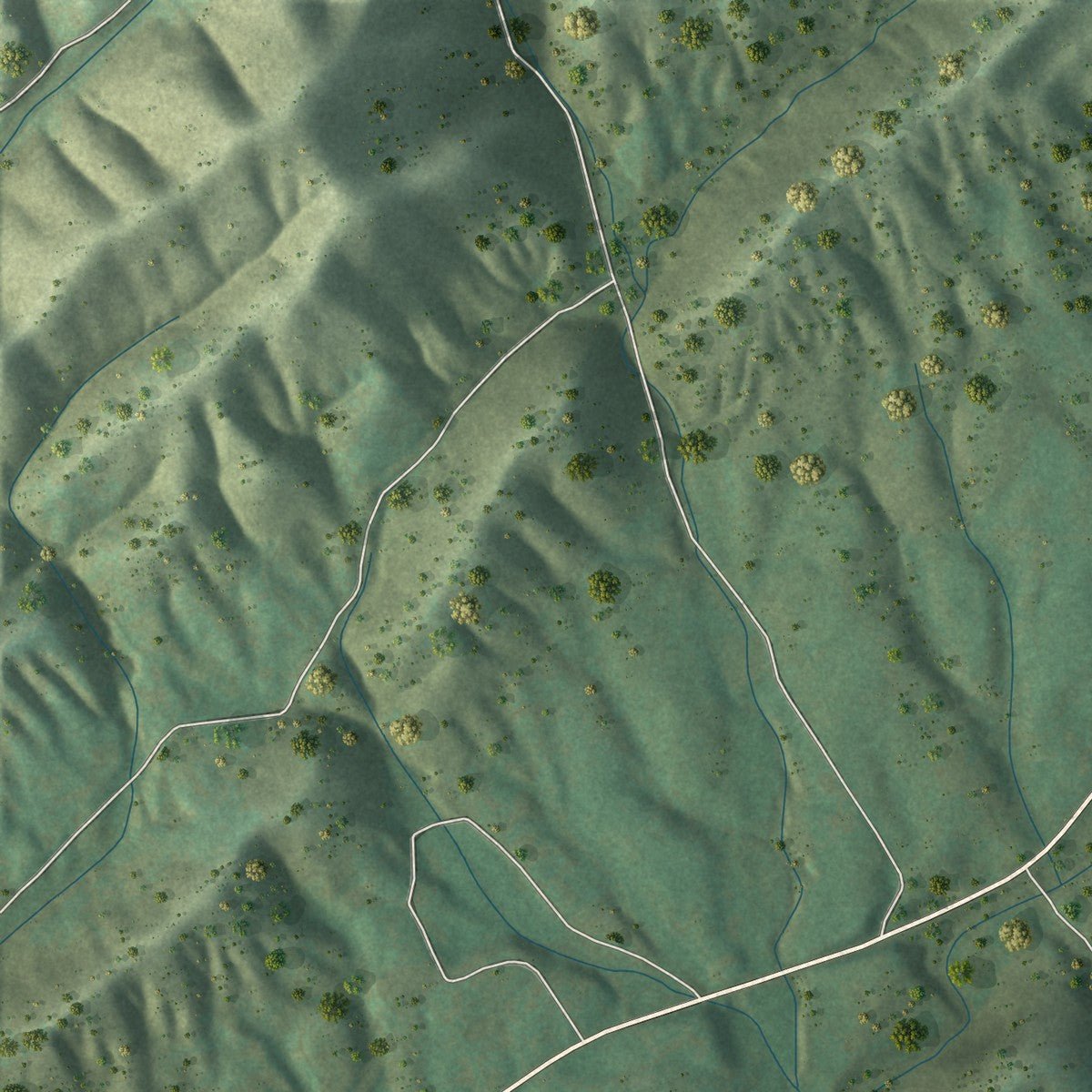 Second close-up of the map of Luttrell, Tennessee print showing more streets and buildings