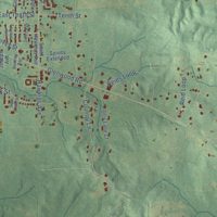Second close-up of the map of Luverne, Alabama print showing more streets and buildings
