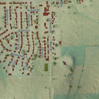 Second close-up of the map of Luxemburg, Wisconsin print showing more streets and buildings