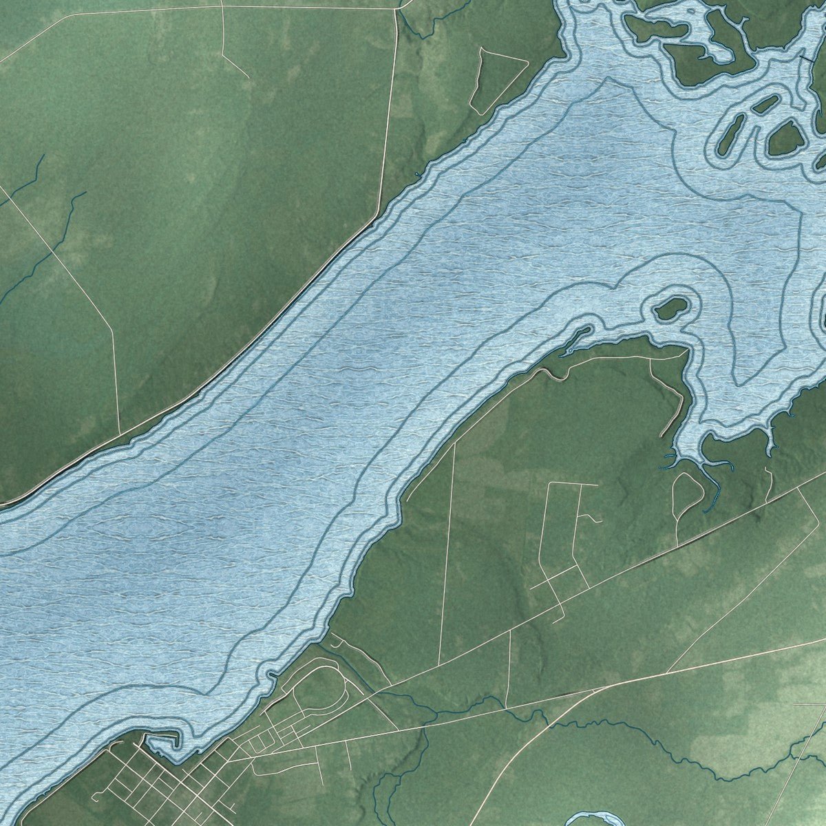 Second close-up of the map of Lyme, New York print showing more streets and buildings