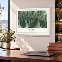 Lynch, Kentucky map, 18 x 24 inch print in a white frame in a home office