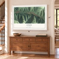 Lynch, Kentucky map, 24 x 36 inch print in a white frame above a dresser by a staircase
