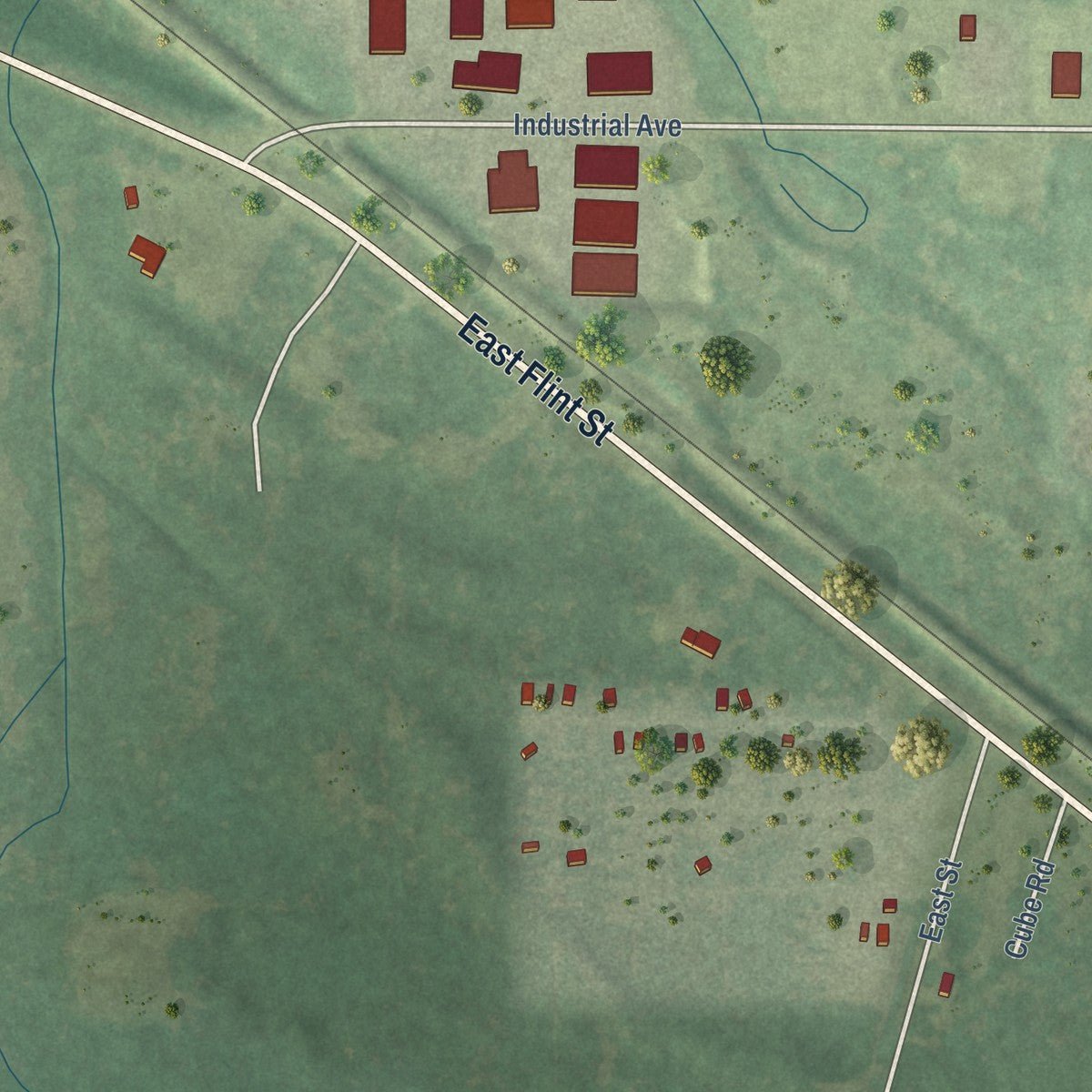 Second close-up of the map of Lyndon Station, Wisconsin print showing more streets and buildings