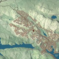 Close-up of the map of Lynn, Massachusetts print showing terrain and local geography