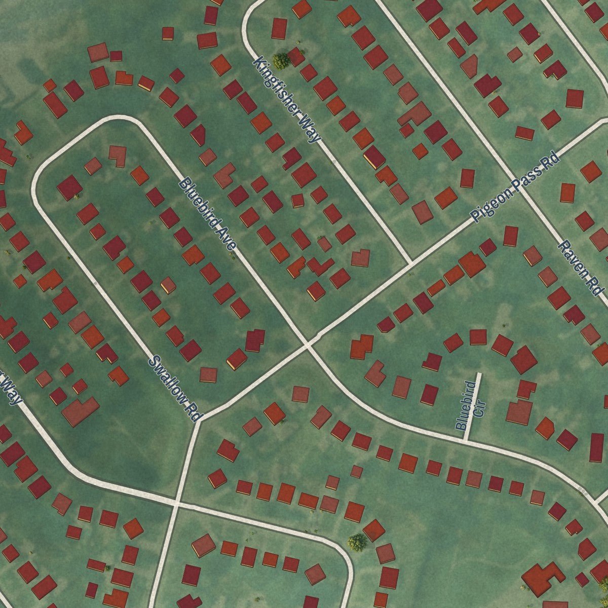 Second close-up of the map of Lynnview, Kentucky print showing more streets and buildings