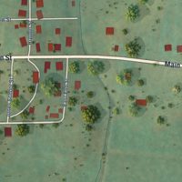 Second close-up of the map of Lynnville, Tennessee print showing more streets and buildings