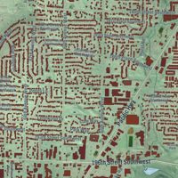 Second close-up of the map of Lynnwood, Washington print showing more streets and buildings