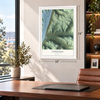 Lynxville, Wisconsin map, 18 x 24 inch print in a white frame in a home office