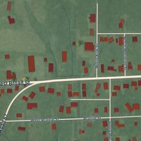 Second close-up of the map of Lyons, Indiana print showing more streets and buildings