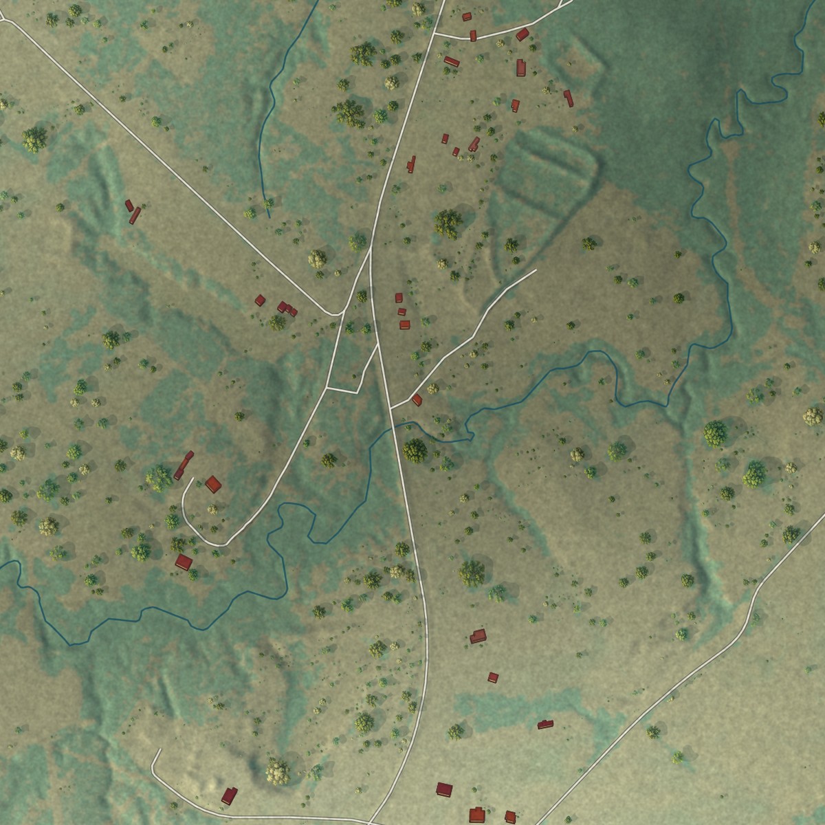 Second close-up of the map of Lyons, Texas print showing more streets and buildings
