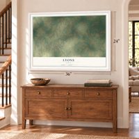 Lyons, Texas map, 24 x 36 inch print in a white frame above a dresser by a staircase