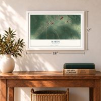 Maben, Mississippi map, 12 x 18 inch print in a white frame in an entryway