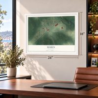 Maben, Mississippi map, 18 x 24 inch print in a white frame in a home office