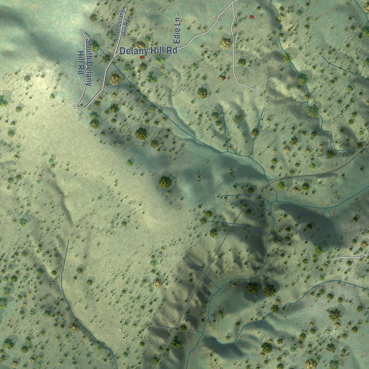 Second close-up of the map of Mabie, California print showing more streets and buildings