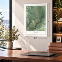 Mabie, California map, 18 x 24 inch print in a white frame in a home office