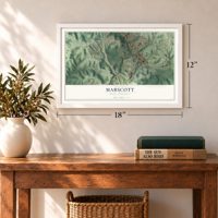 Mabscott, West Virginia map, 12 x 18 inch print in a white frame in an entryway