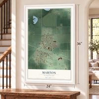 Mabton, Washington map, 24 x 36 inch print in a white frame by a staircase