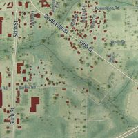 Second close-up of the map of Macclenny, Florida print showing more streets and buildings