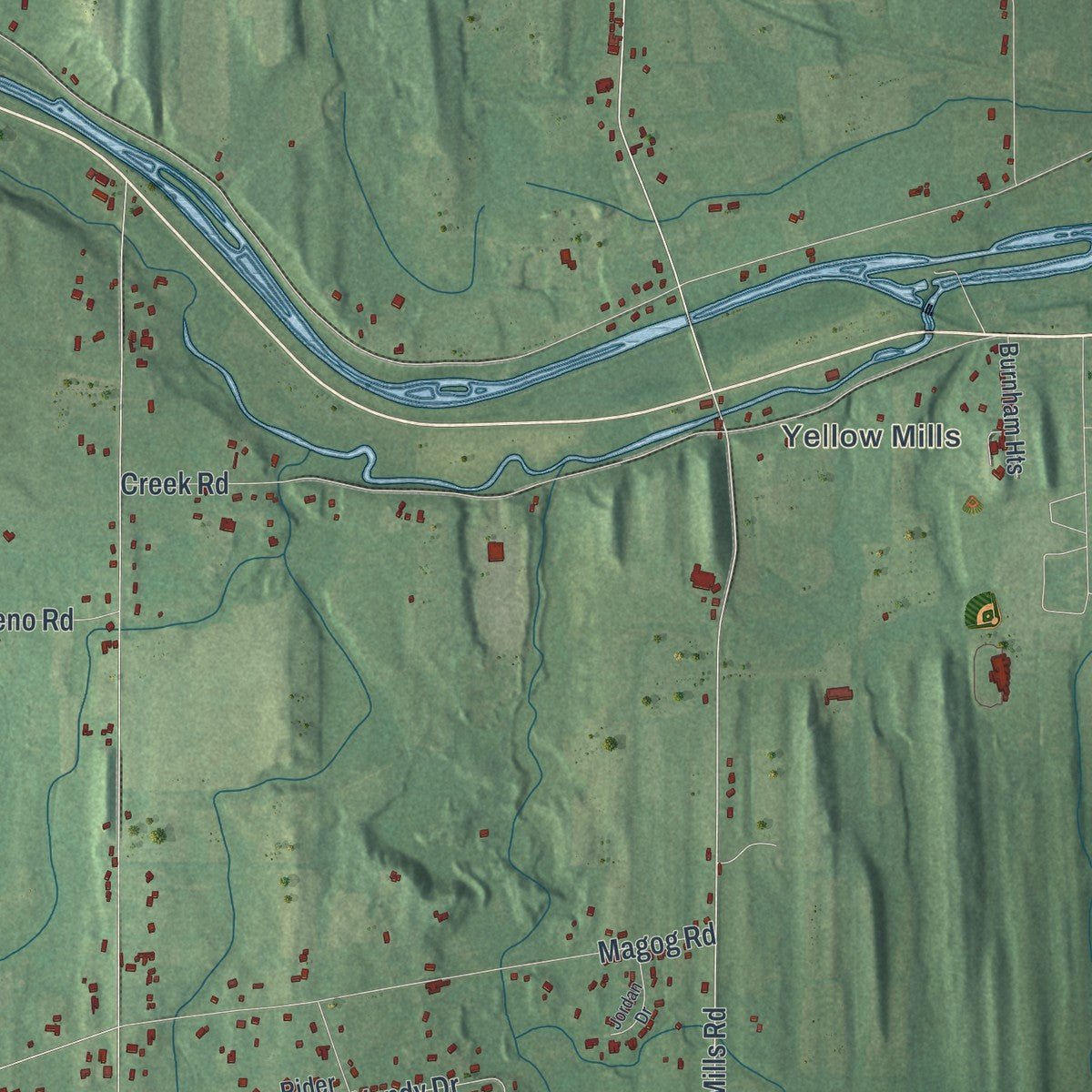 Second close-up of the map of Macedon, New York print showing more streets and buildings