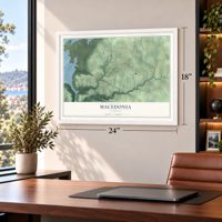 Macedonia, Jackson County, Alabama map, 18 x 24 inch print in a white frame in a home office