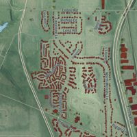 Second close-up of the map of Macedonia, Ohio print showing more streets and buildings