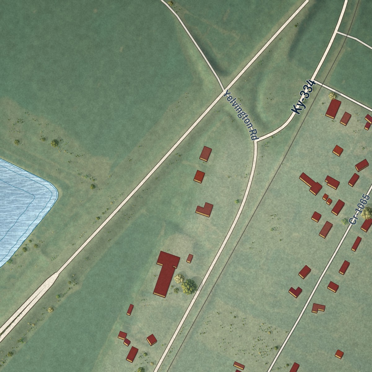 Second close-up of the map of Maceo, Kentucky print showing more streets and buildings