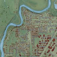 Second close-up of the map of Machesney Park, Illinois print showing more streets and buildings