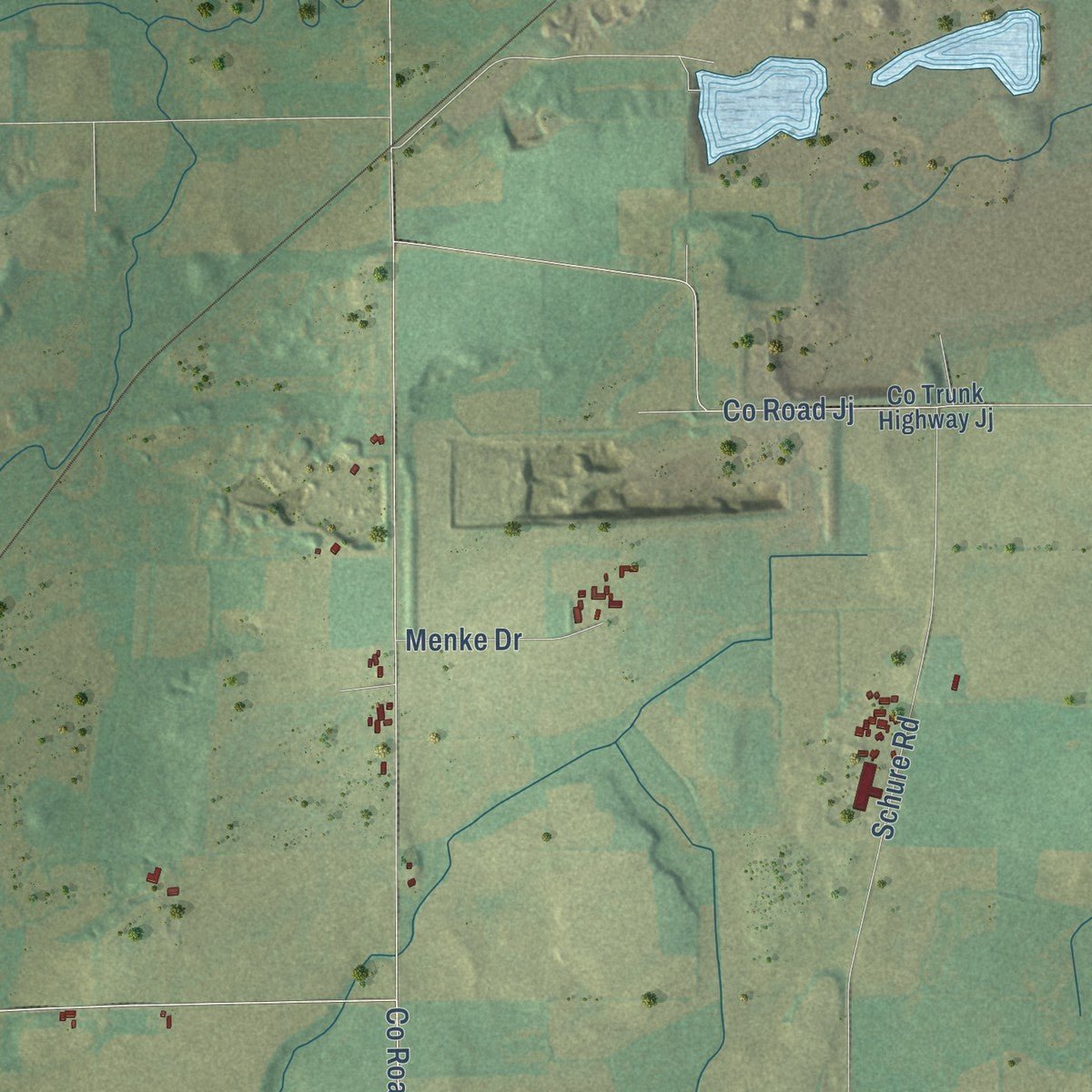 Second close-up of the map of Mackford, Wisconsin print showing more streets and buildings
