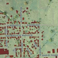 Second close-up of the map of Mackinaw, Illinois print showing more streets and buildings