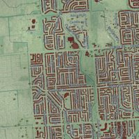 Second close-up of the map of Macomb, Michigan print showing more streets and buildings