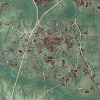 Second close-up of the map of Macon-Bibb County, Georgia print showing more streets and buildings