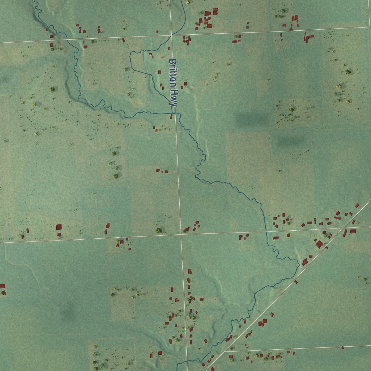 Second close-up of the map of Macon, Michigan print showing more streets and buildings