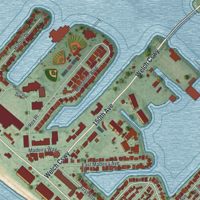 Second close-up of the map of Madeira Beach, Florida print showing more streets and buildings