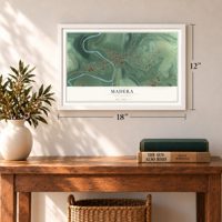Madera, Pennsylvania map, 12 x 18 inch print in a white frame in an entryway