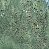 Second close-up of the map of Madison, Connecticut print showing more streets and buildings