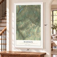 Madison, Lackawanna County, Pennsylvania map, 24 x 36 inch print in a white frame by a staircase