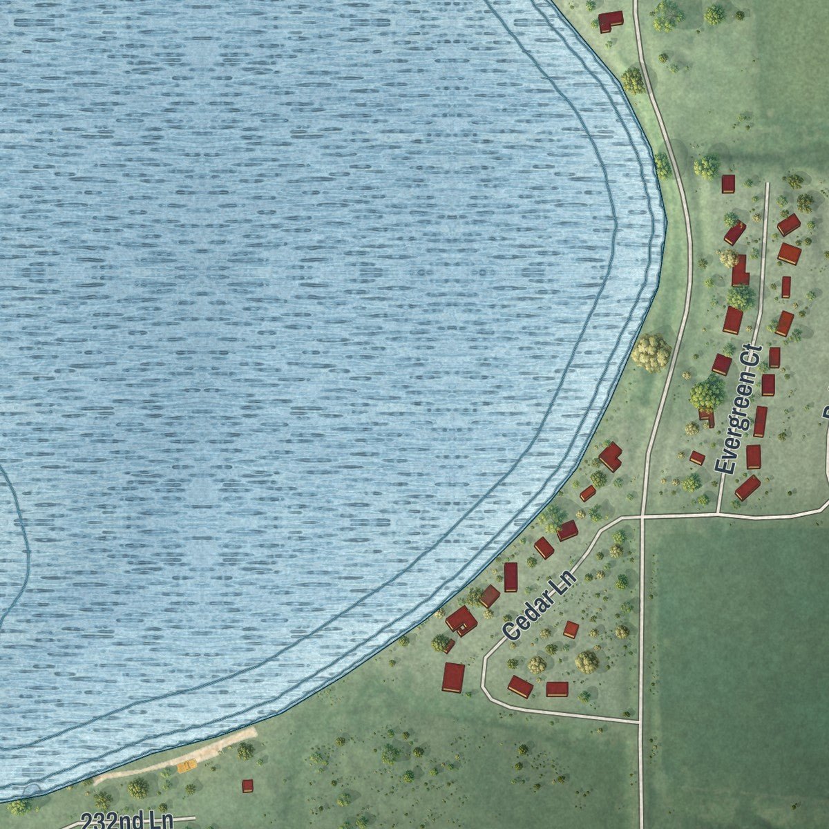 Second close-up of the map of Madison Lake, Minnesota print showing more streets and buildings