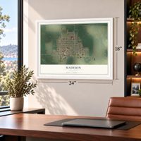 Madison, Minnesota map, 18 x 24 inch print in a white frame in a home office