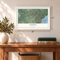 Madison, Mississippi map, 12 x 18 inch print in a white frame in an entryway