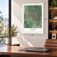 Madison, New Jersey map, 18 x 24 inch print in a white frame in a home office