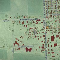 Second close-up of the map of Madison, South Dakota print showing more streets and buildings