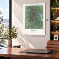 Madison, Tennessee map, 18 x 24 inch print in a white frame in a home office