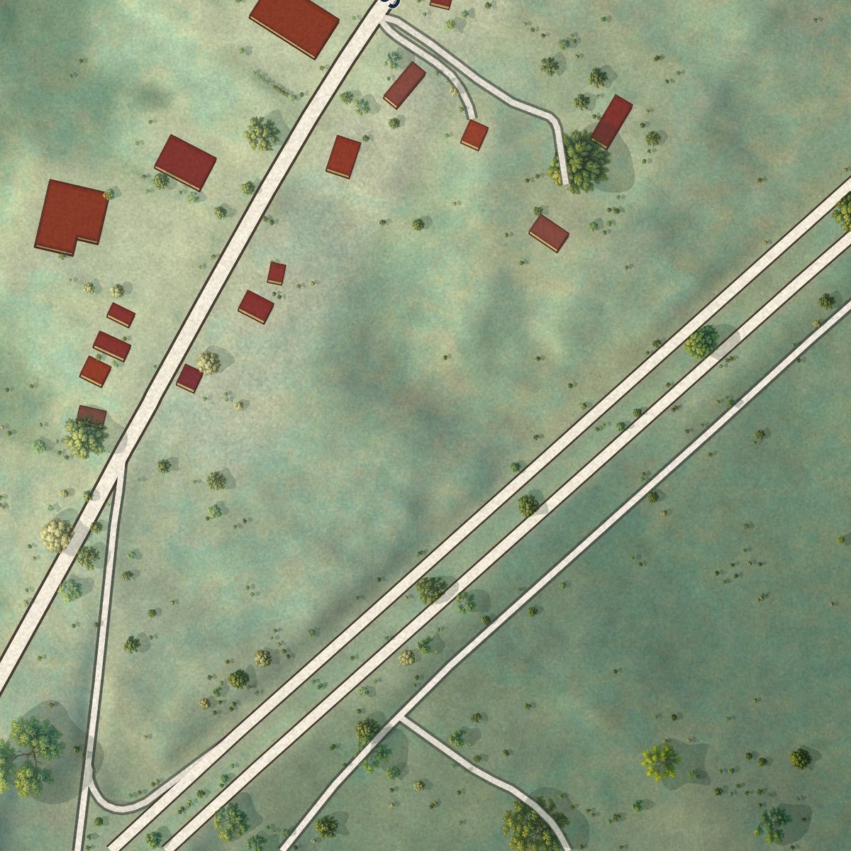 Second close-up of the map of Madison, Virginia print showing more streets and buildings