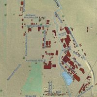 Second close-up of the map of Madras, Oregon print showing more streets and buildings