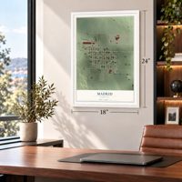 Madrid, Nebraska map, 18 x 24 inch print in a white frame in a home office