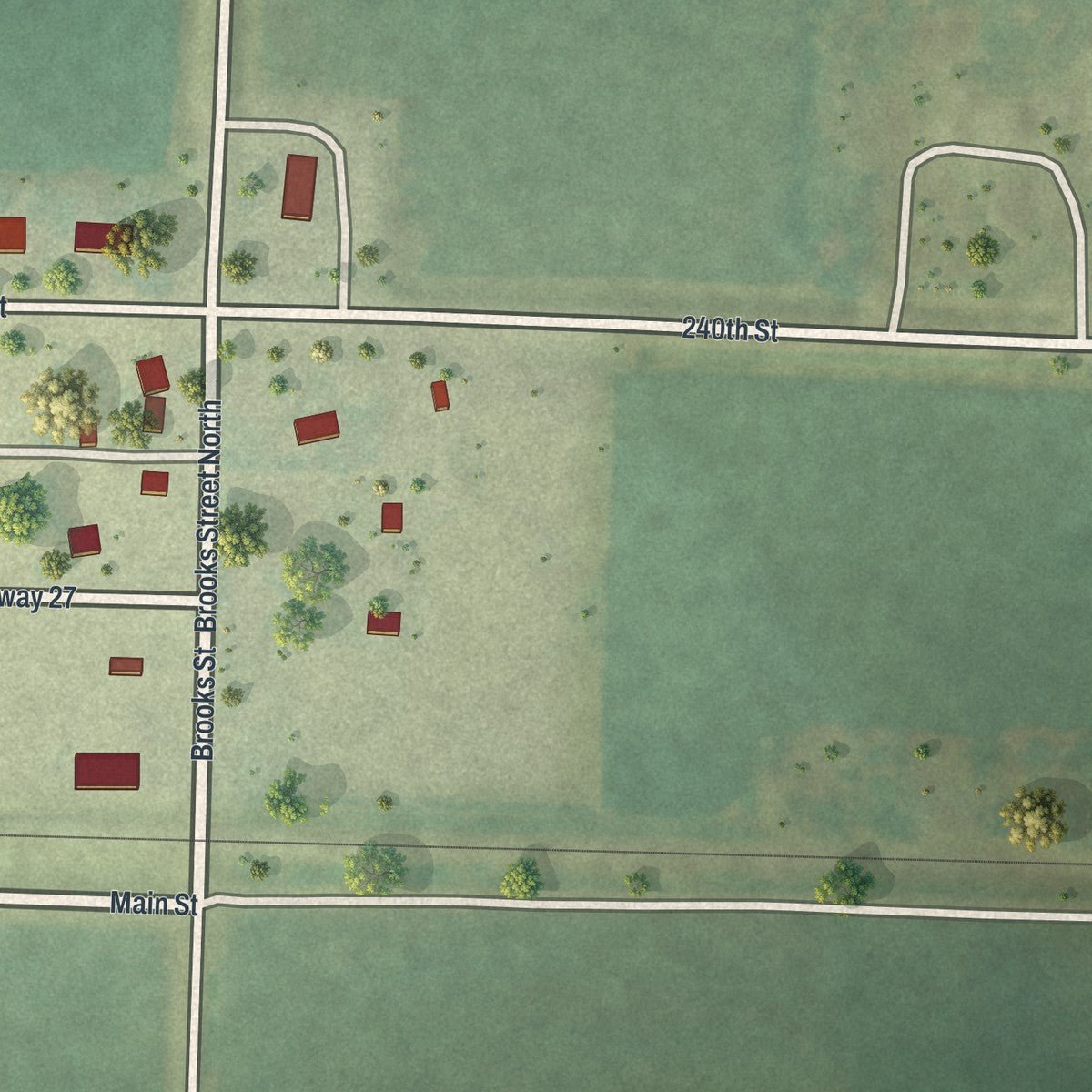 Second close-up of the map of Magnolia, Minnesota print showing more streets and buildings